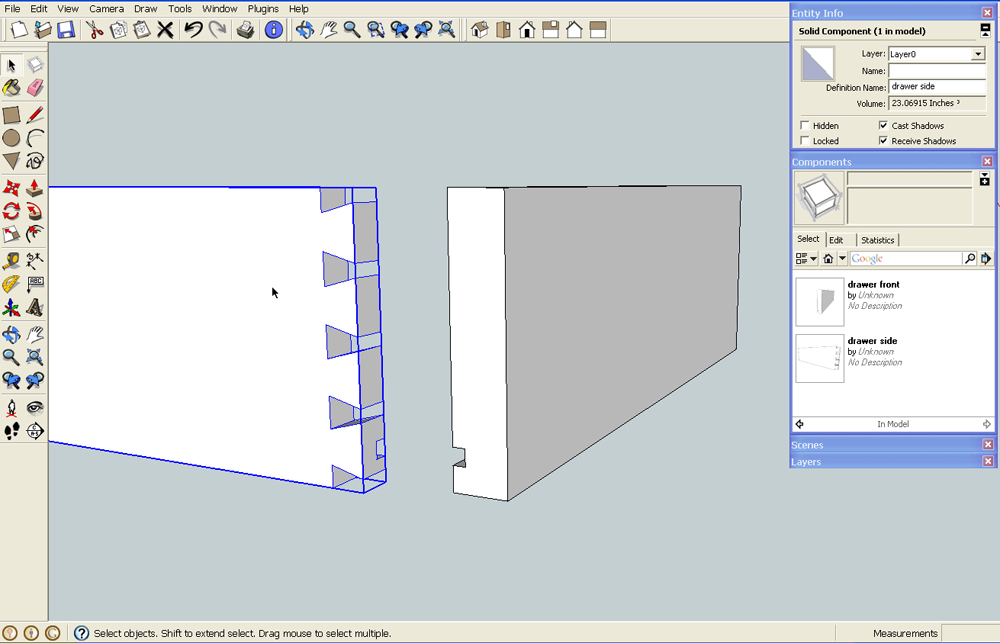 solid components in SketchUp Pro