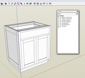 The outliner window in SketchUp shows you the names of the components in the model