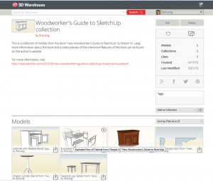 3D Warehouse collection from "New Woodworker's Guide to SketchUp"